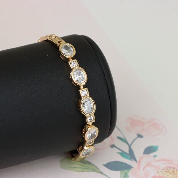 "Elegant Oval CZ Rose Gold Bracelet with Sparkling Accents, XPBL0939 - Picture 7 of 11